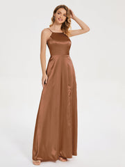 Split Soft Satin Party Dresses
