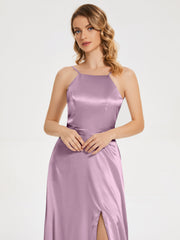 Split Soft Satin Party Dresses