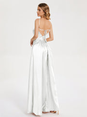 Split Soft Satin Party Dresses