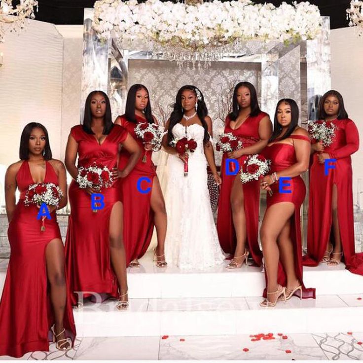Mismatched Red Bridesmaid Dresses Long Sleeveless Wedding Guest Dress