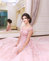 Modest Cap Sleeves Ball Gown Quinceanera Dresses Appliques