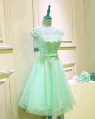 Modest Homecoming Dresses Tulle Lace Cap Sleeves