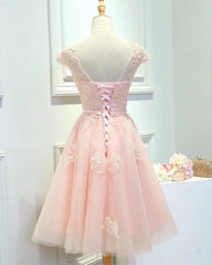 Modest Homecoming Dresses Tulle Lace Cap Sleeves
