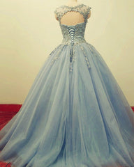 Modest Quinceanera Dresses Tulle Ball Gown Lace Appliques