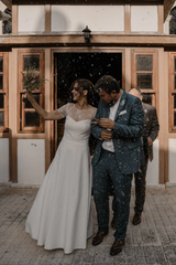 Modest Lace Wedding Dress Boho Style Casual Short Sleeve Deep Open Back Simple Romantic For Rustic Wedding Floor Length
