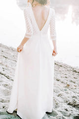 Modest And Simple Wedding Dress Boat Neckline Open Back Bridal Gown Natural Beauty For Boho Or Rustic Wedding Bride Dress