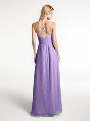 Spaghetti Strap Ruffles High Low Chiffon Dress-Tahiti