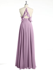 V-neck Cross Back Chiffon Bridesmaid Dresses-Wisteria