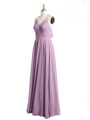 V-neck Cross Back Chiffon Bridesmaid Dresses-Wisteria