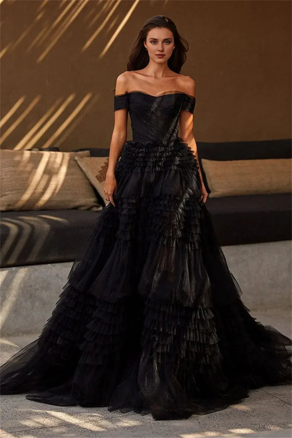 Weitese Formal Wear Dresses Open Shoulder Multilayer Ball Gown Tulle Dress Wedding Dress Prom Dress Shops