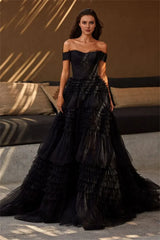Weitese Formal Wear Dresses Open Shoulder Multilayer Ball Gown Tulle Dress Wedding Dress Prom Dress Shops