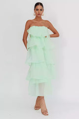 Multi layered ruffled edges with medium length strapless hollow padding and invisible zipper Prom Dresses that attract attention