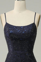 Mermaid Spaghetti Straps Beaded Prom Dress with Split Sexy