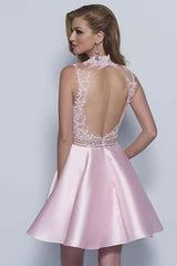 Neckline Keyhole A-line Pink Homecoming Dresses PG168