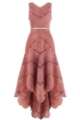 Fashion Sleeveless High Low Prom Dresses With Lace  TP0137
