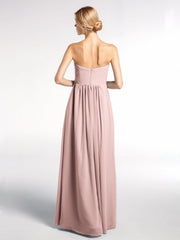 Strapless Chiffon Empire Waist Dress with Pockets-Dusty Rose