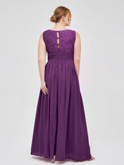 V Neck Chiffon And Lace Dress with Slit Grape Plus Size