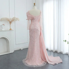 Vintage Shiny Beaded Long-sleeve Mermaid Long Prom Dress Evening Dress HZ1024