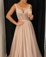 Nude Prom Dresses Tulle Corset With Straps