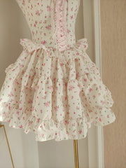 Sexy A line Strapless Floral Holiday Dress Travel Vacation Dresses Short Chiffon Birthday Dress SD1262