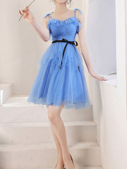 Simple Mini/Short Blue Prom Dress, Cute Blue Homecoming Dresses