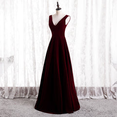 Beautiful Wine Red Simple Long A-ine Wedding Party Dress, Dark Red Prom Dresses