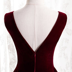 Beautiful Wine Red Simple Long A-ine Wedding Party Dress, Dark Red Prom Dresses