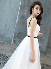 Cute White Short Homecoming Dress Party Dress, Tulle with Lace Graduation Dresses