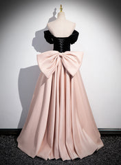 Off Shoulder A-line Pink Formal Dress Evening Dress, Pink Long Prom Dress