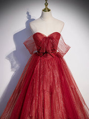 Burgundy A line off shoulder long prom dress burgundy evening dress