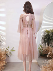 Pink Aline Tulle short prom dress pink tulle cocktail dress