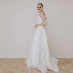 Sweetheart Satin A Line Prom Dress White Long Formal Dress Wedding Gown 2043