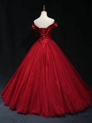 Burgundy off shoulder beads long prom dress burgundy formal dress