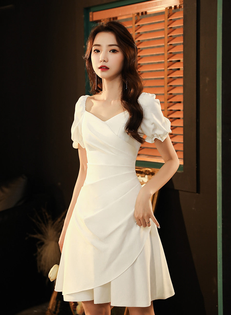 Ivory Chiffon Short Party Dress Graduation Dress, Short Formal Dress Prom Dress