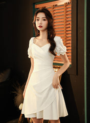 Ivory Chiffon Short Party Dress Graduation Dress, Short Formal Dress Prom Dress