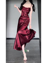 Chic Sheath Spaghetti Straps Christmas Dress Burgundy Prom Dresses Birthday Outfits SD1167