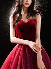 Burgundy sweetheart tulle short prom dress, burgundy homecoming dress