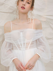 Aline Tea Length White Prom Dresses, White Formal Graduation Dresses