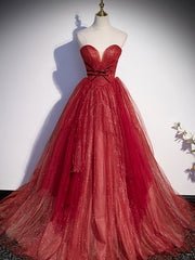 Burgundy A line off shoulder long prom dress burgundy evening dress