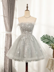 Silver Hoco Dress Short Homecoming Dresses SH238