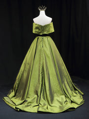 Green A line satin long prom dress green long bridesmaid dress
