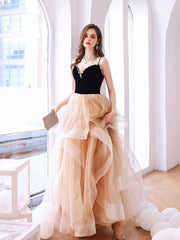 Champagne sweetheart neck long prom dress, backless sweet 16 dress