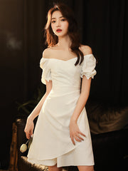 Ivory Chiffon Short Party Dress Graduation Dress, Short Formal Dress Prom Dress