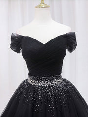 Black V Neck Short Prom Dress, Black Homecoming Dress with Sequin