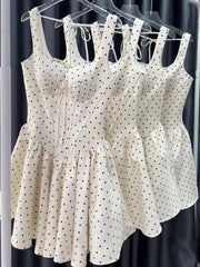 Cute A line Sweetheart Black Polka Dots Short Satin Formal Homecoming Dresses Party Graduation Dress Hoco Dresses DH2751