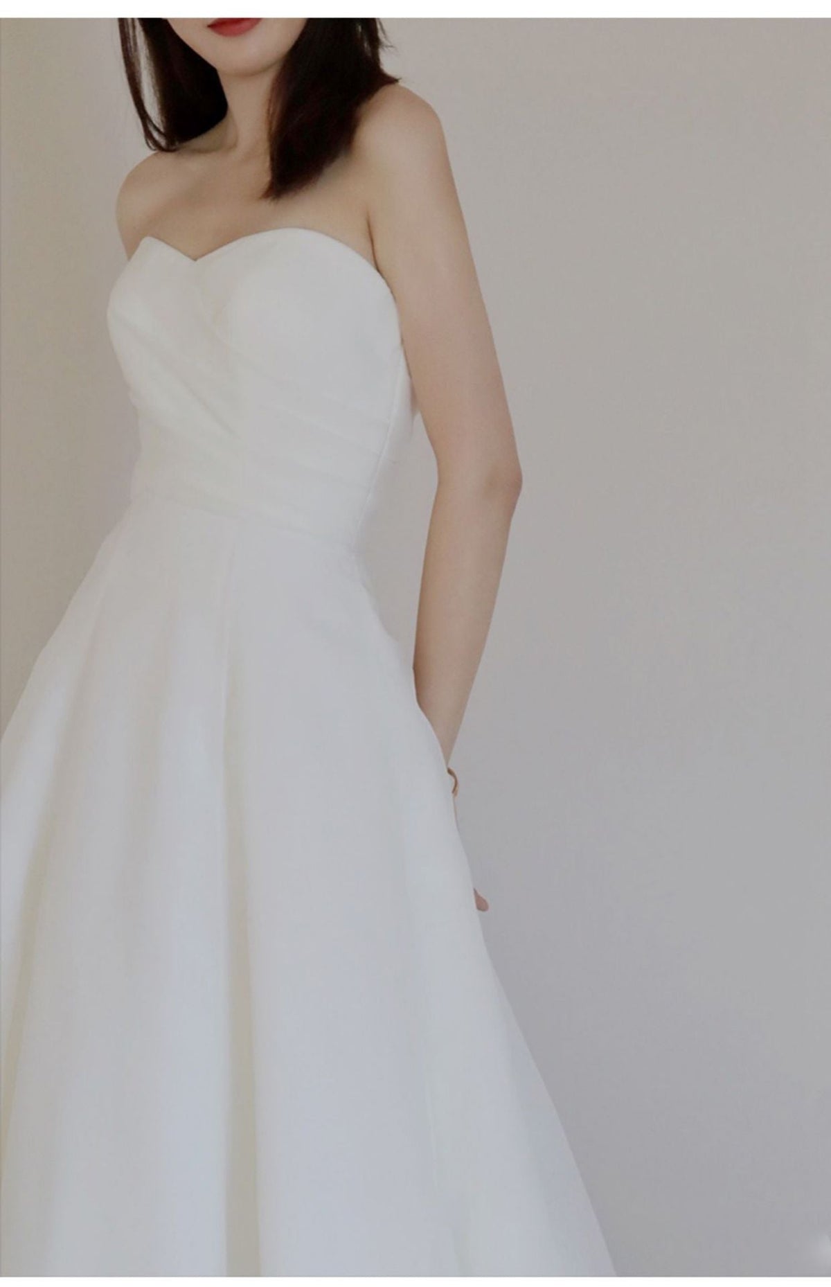 Sweetheart Satin A Line Prom Dress White Long Formal Dress Wedding Gown 2043