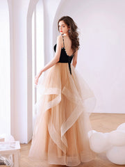Champagne sweetheart neck long prom dress, backless sweet 16 dress