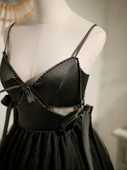 Black tulle short prom dress, black homecoming dress