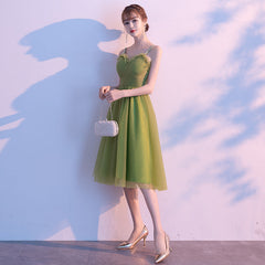 Light Green Tulle Sweetheart Knee Length Party Dress, Green Homecoming Dress