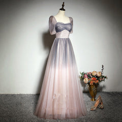 Beautiful Pink Gradient Beaded Sweetheart Long Prom Dress, Tulle Evening Dresses